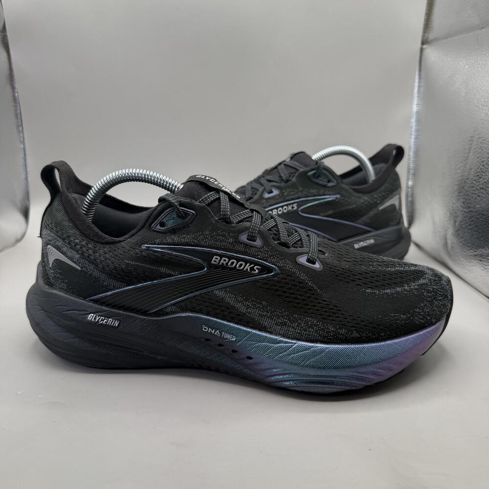 Brooks Men's Black Sneakers with Iridescent Blue-Purple Accent